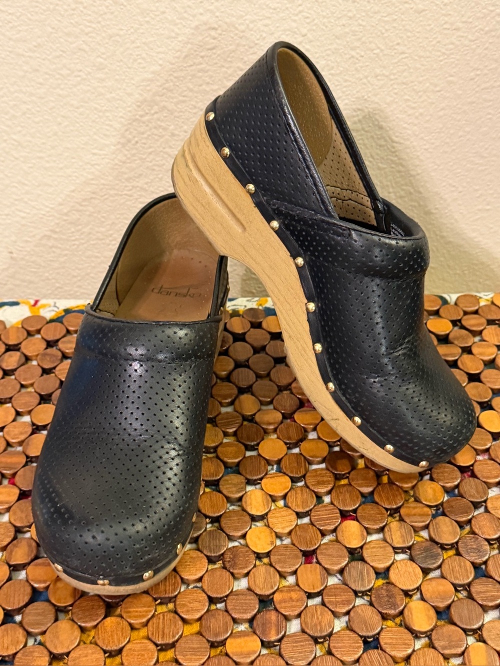 Dansko Leather Perforated Studded Clogs Mules Size 7.5-8